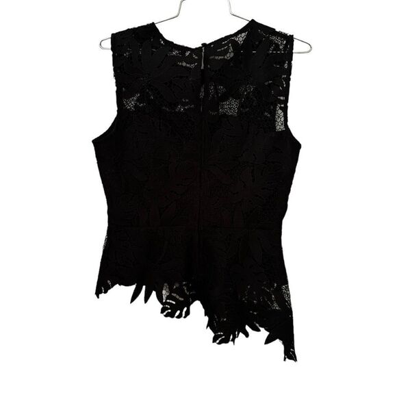 MILLY LENA PALM LACE EMBROIDERY SLEEVELESS PEPLUM BLOUSE IN BLACK S NWT - Picture 6 of 9